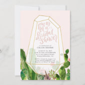 砂漠の多肉質のブライダルシャワーの招待 – ピンク 招待状 (正面)