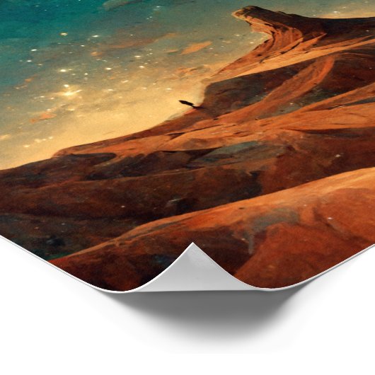 砂漠の夜ファンタジー風景Sci-Fi ポスター (角)