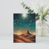 砂漠の夜ファンタジー風景Sci-Fi ポストカード (スタンド正面)