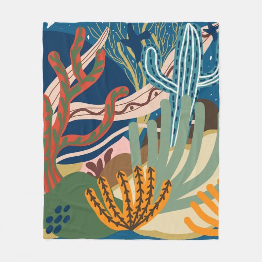 砂漠の夜 フリースブランケット (正面)