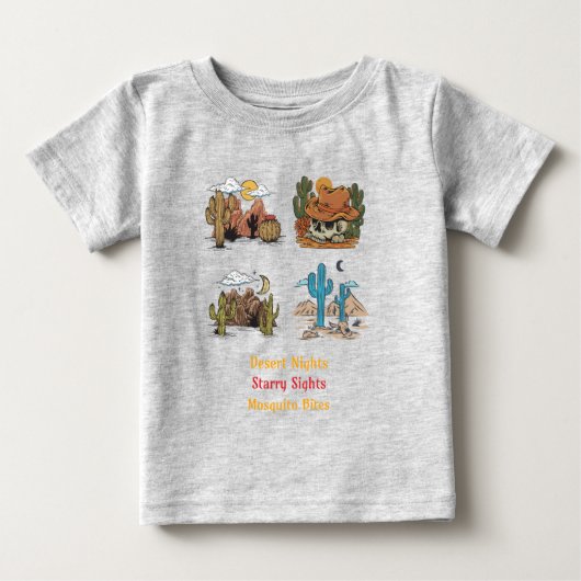 砂漠の夜 空の星 蚊に刺される砂漠 ベビーTシャツ (正面)