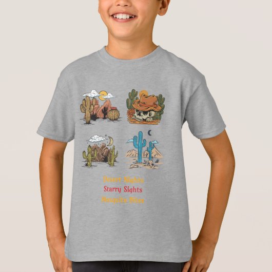 砂漠の夜 空の星 蚊に刺される Tシャツ (正面)