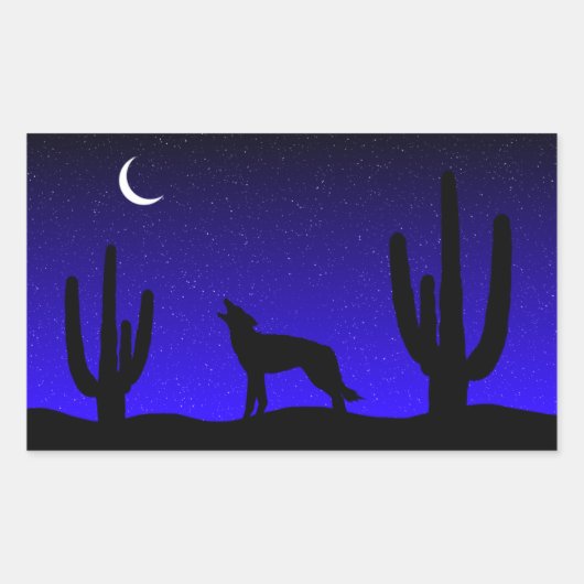 砂漠の夜 長方形シール (正面)