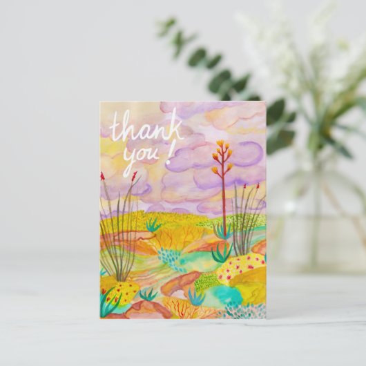 砂漠の夢の水の色ニューメキシコありがとう! ポストカード (スタンド正面)