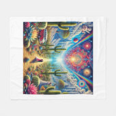 砂漠の夢の風景：無限のオアシス疑問に思 フリースブランケット (正面(横))