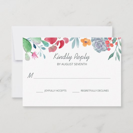 砂漠の夢 |ボホ水彩フローラ結婚ズ 出欠カード (正面)