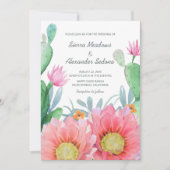 砂漠の夢 | Boho水彩サボテン結婚ズ 招待状 (正面)