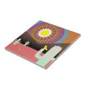 砂漠の太陽とサボテン タイル (側面)