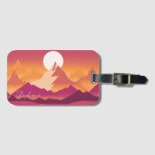 砂漠の太陽 山の峰 風景イラスト ラゲッジタグ (正面横)