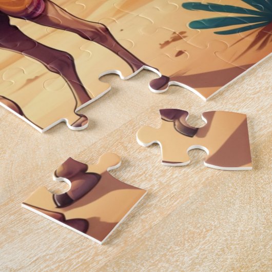 砂漠の子どもたちの可愛いパーソナライズされたラクダ ジグソーパズル (側面)