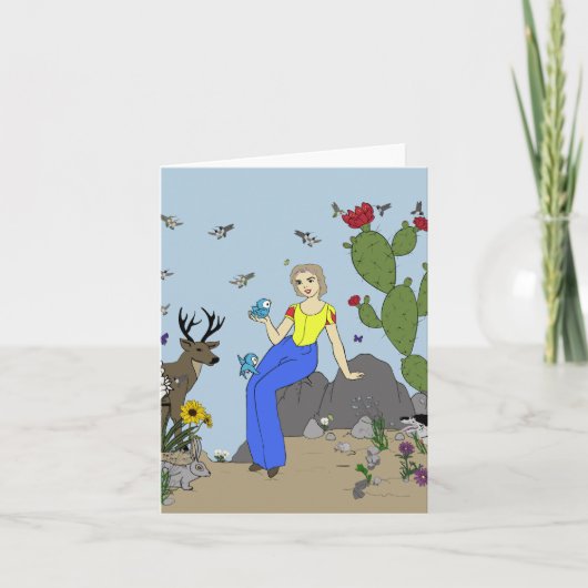 砂漠の少女と動物 カード (正面)