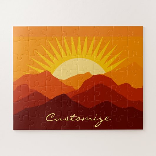 砂漠の山々夕焼けサンダー_コーブ ジグソーパズル (横)