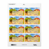 砂漠の山の暖かい色デジタル絵画ズ ラベル (フルシート)