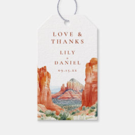 砂漠の山 水彩 結婚式 感謝カード ギフトタグ
