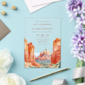 砂漠の山 水彩 結婚式 目的地 アクリル招待状 (インサイチュ (ウェディング))