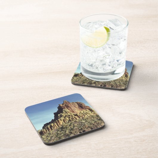 砂漠の岩の山のピーク風景の写真 コースター (右側)