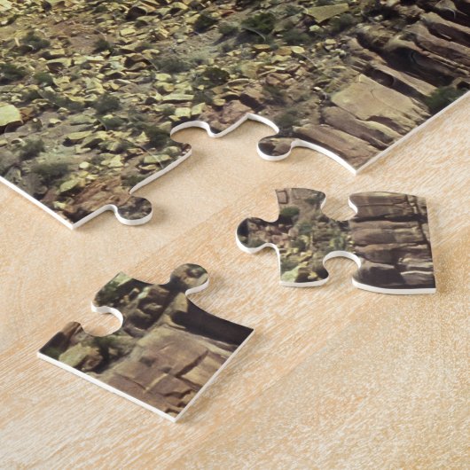 砂漠の岩の山のピーク風景の写真 ジグソーパズル (側面)