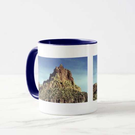 砂漠の岩の山のピーク風景の写真 マグカップ (正面左)