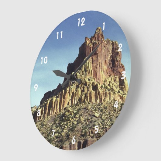 砂漠の岩の山のピーク風景の写真 ラージ壁時計 (傾斜)
