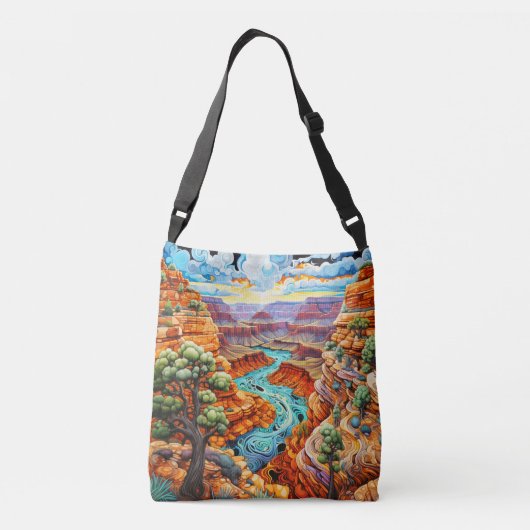 砂漠の峡谷で晴れた日 クロスボディバッグ (裏面)