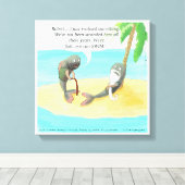 砂漠の島で混乱した魚のキャンバスおもしろいプリント キャンバスプリント (インサイチュ (ウッドフロア))