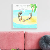 砂漠の島で混乱した魚のキャンバスおもしろいプリント キャンバスプリント (インサイチュ (リビング))