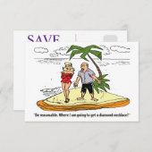 砂漠の島のカップルおもしろい。 セーブザデート (正面/裏面)