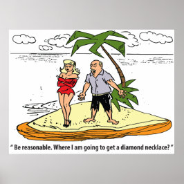 砂漠の島の男と女おもしろいヴィンテージ ポスター