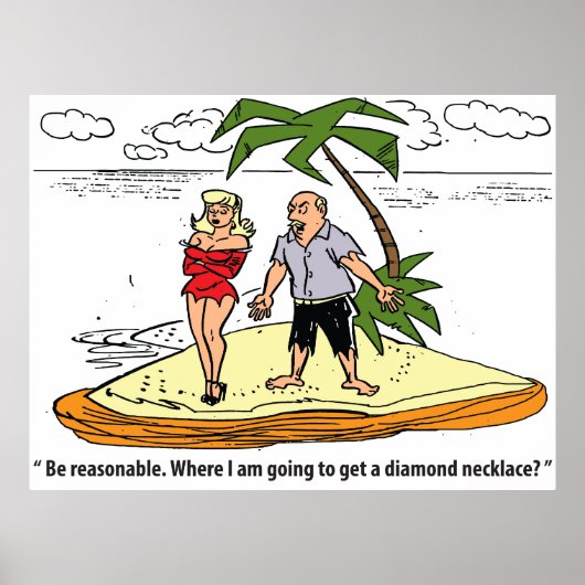 砂漠の島の男と女おもしろいヴィンテージ ポスター (正面)