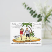 砂漠の島の男と女おもしろいヴィンテージ ポストカード (スタンド正面)