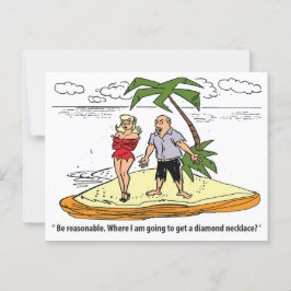 砂漠の島の男と女おもしろいヴィンテージ ポストカード