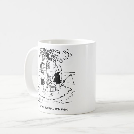 砂漠の島。飯は魚だと人が思う。 コーヒーマグカップ (正面左)