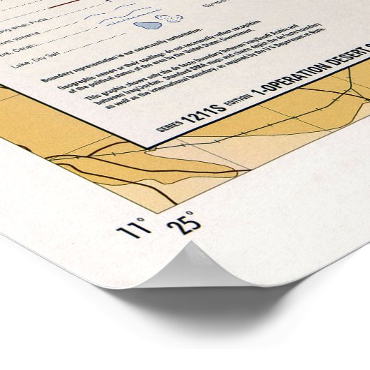 砂漠の嵐1991作戦の計画マップ ポスター (角)