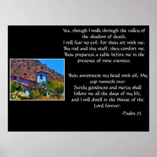 砂漠の教会と詩編23プリント ポスター (正面)