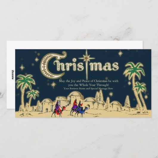 砂漠の旅行者フラットクリスマスグリーティングカード シーズンカード (正面/裏面)