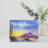 砂漠の日の出の風光明媚な水の色はがき ポストカード (スタンド正面)