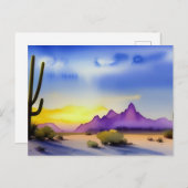 砂漠の日の出の風光明媚な水の色はがき ポストカード (正面/裏面)