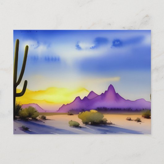 砂漠の日の出の風光明媚な水の色はがき ポストカード (正面)