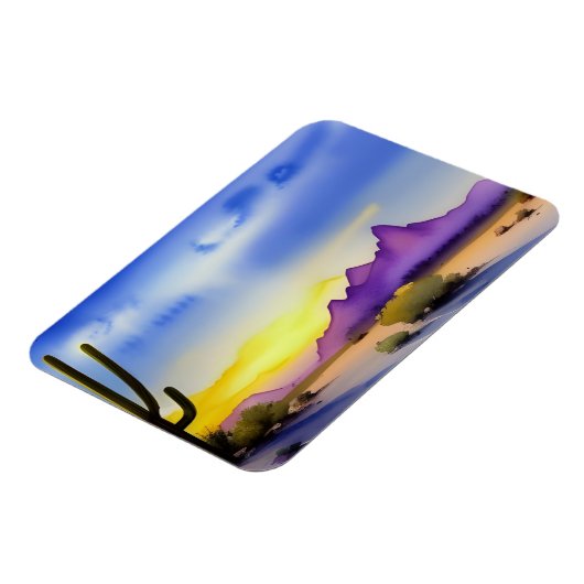 砂漠の日の出の風光明媚な水色 マグネット (左側)