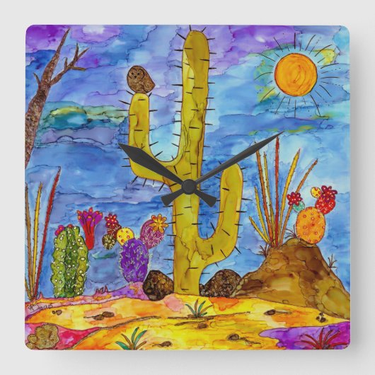 砂漠の時計 スクエア壁時計 (正面)