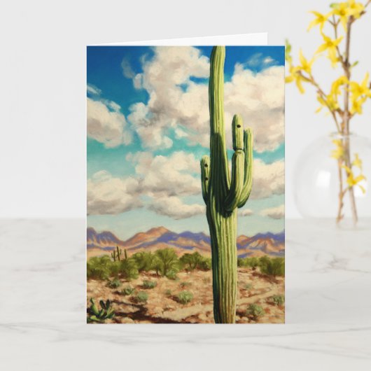 砂漠の景色の挨拶状 カード (黄色い花)