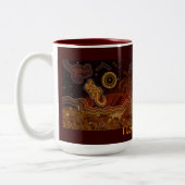 「砂漠の暑さ」オーストラリア先住民スタイルマグカップ ツートーンマグカップ (左)