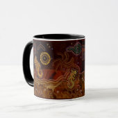 「砂漠の暑さ」オーストラリア先住民スタイルマグカップ マグカップ (正面左)