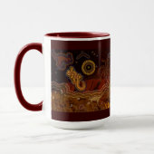 「砂漠の暑さ」オーストラリア先住民スタイルマグカップ マグカップ (左)