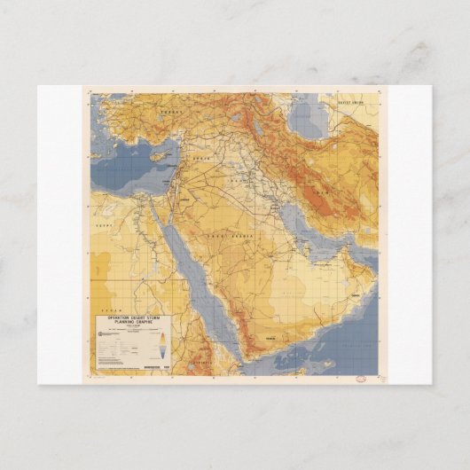 砂漠の暴風雨計画の地図(1991) ポストカード (正面)