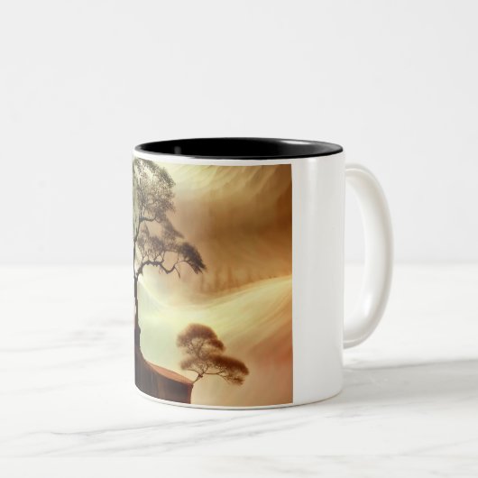 砂漠の木々の風景 ツートーンマグカップ (正面右)