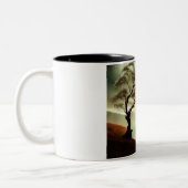 砂漠の木々の風景 ツートーンマグカップ (左)