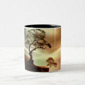 砂漠の木々の風景 ツートーンマグカップ (中央)