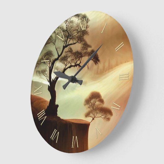 砂漠の木々の風景 ラージ壁時計 (傾斜)