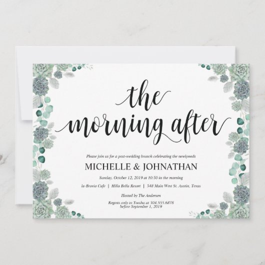 砂漠の植物の結婚式のブランチの招待状カード 招待状 (正面)